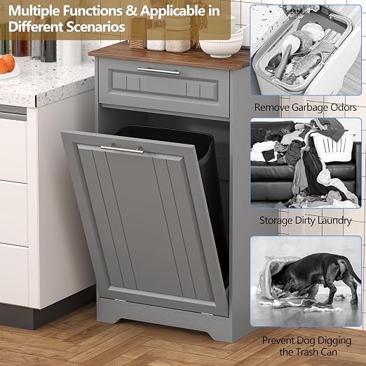 Single 10 Gallon Tilt Out Trash Can Cabinet - Image 3