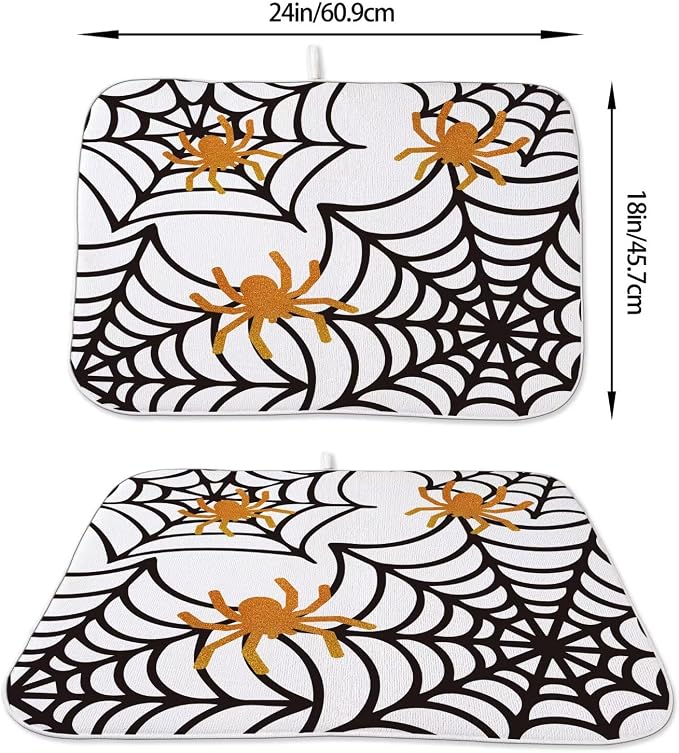 Spider Web Dish Drying Mat 18 x 24 inch Halloween Holiday Themed Decorative - Image 2
