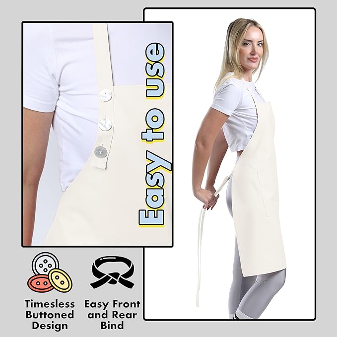 TOSHE Kitchen Apron Waterdrop Resistant Cotton Apron - Image 6