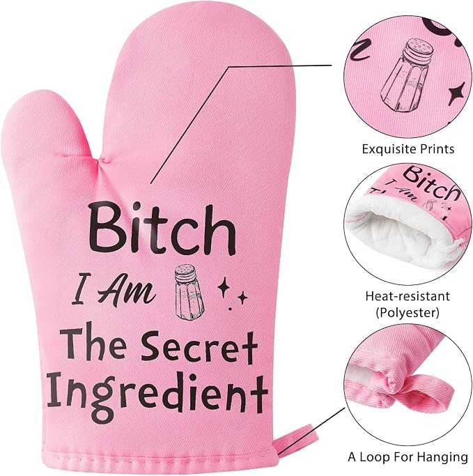 GROBRO7 6Pcs Funny Oven Mitts Pot Holders Baking Gift, I Am The Secret - Image 4