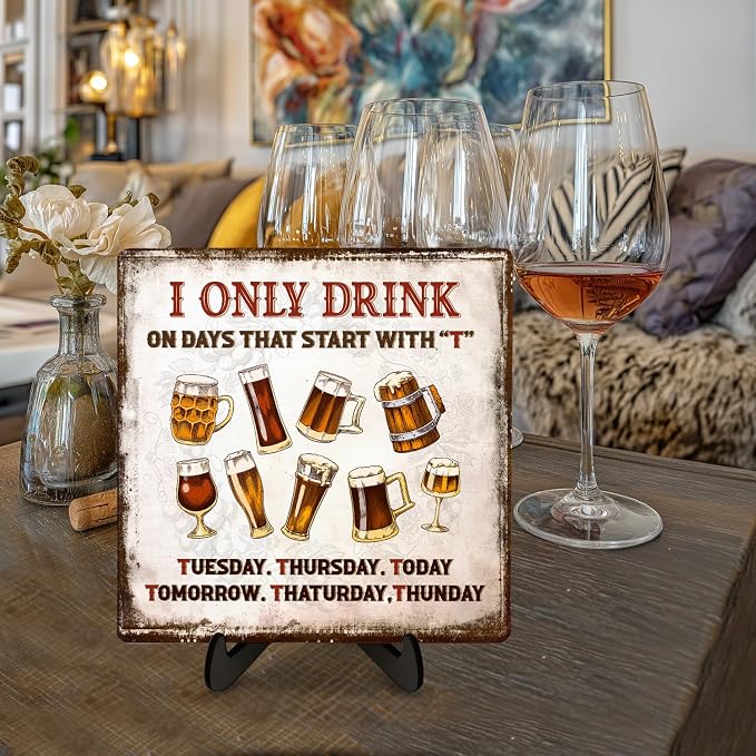 Funny Drinking Sign –I Only Drink on Days That Start - Image 4