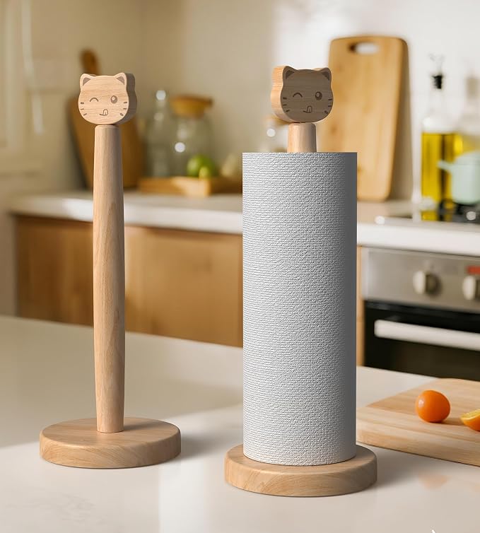 KitchLife Cute Wooden Paper Towel Holder Countertop - Image 6