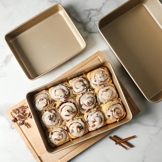 Martha Stewart Gallen 3-Piece Baking Pan Set – 13", Ceramic Nonstick, Carbon - Image 3
