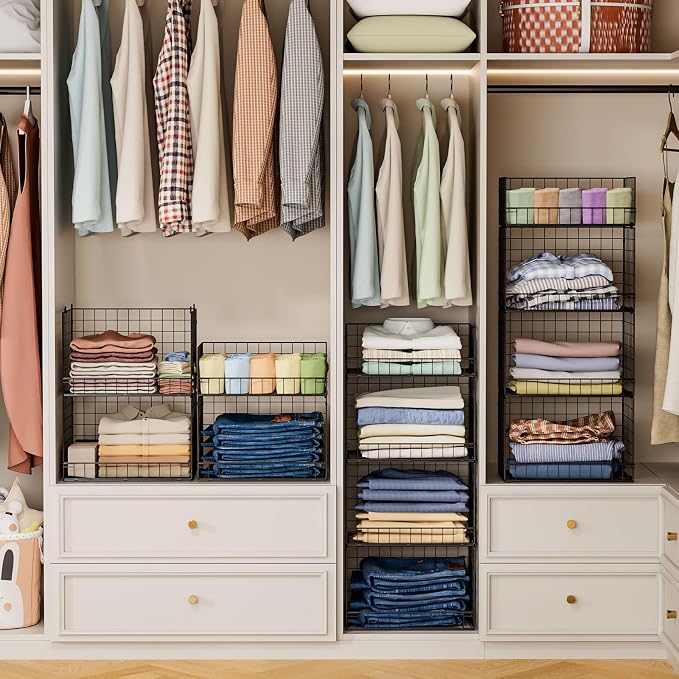 4 Tier Stackable Closet Organizers and Storage Shelves, Foldable Closet Shelf - Image 6