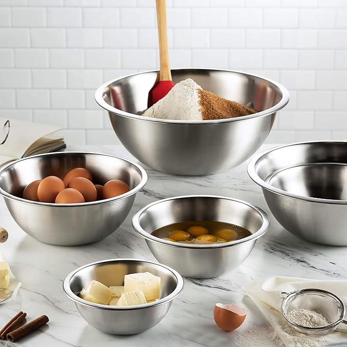 FineDine Stainless Steel Mixing Bowls Set, Dishwasher Safe, 6 Piece Metal - Image 5