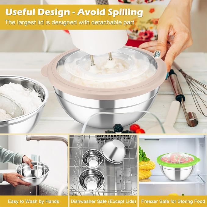 TeamFar Mixing Bowls, For Kitchen Mixing/Baking/Storing/Prepping, Visible & - Image 4