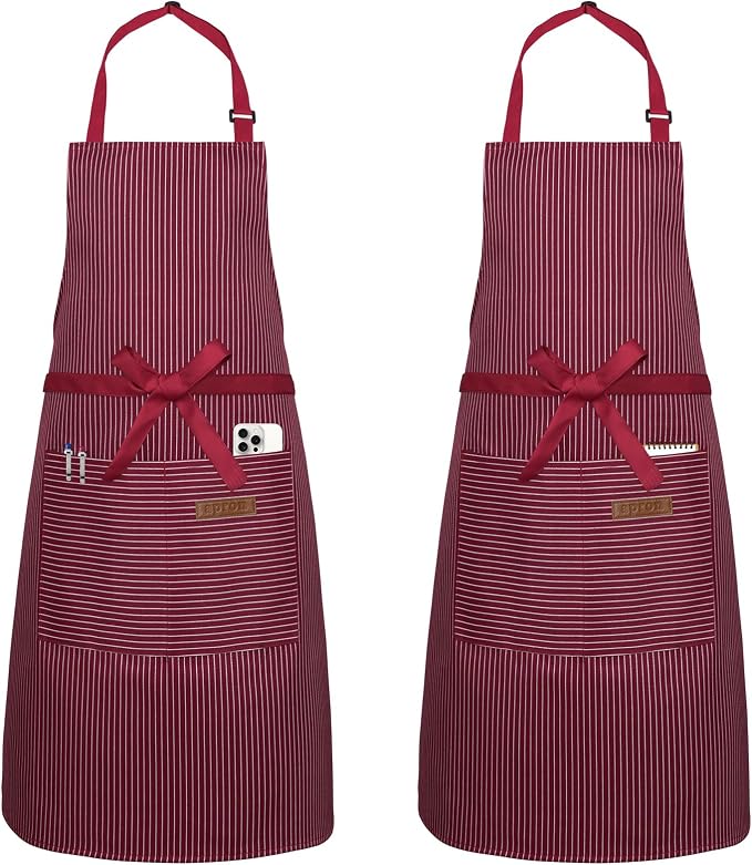 Serrenf 2 Pack Apron, Cooking Kitchen Aprons, Adjustable Bib Apron by serrenf