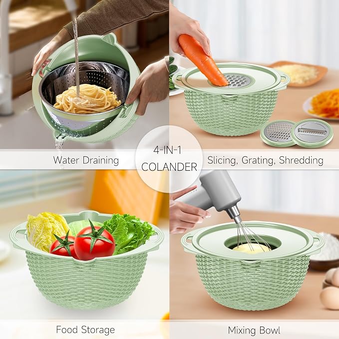 4-1 Strainer with Bowl & Spoons Set - Image 2
