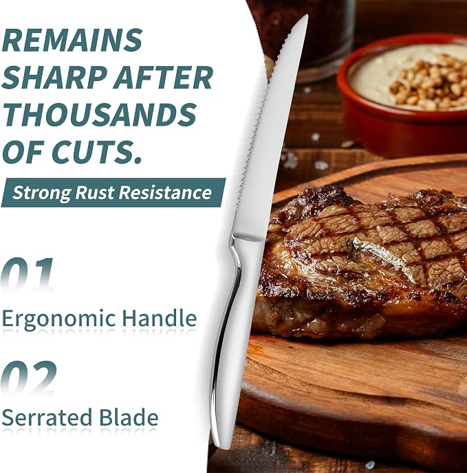 SuperCook Steak Knives Set of 12, Stainless Steel, High End, Dishwasher Safe - Image 2