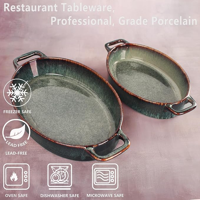 12" x 8" Porcelain Oval Casserole Dishes - Image 3