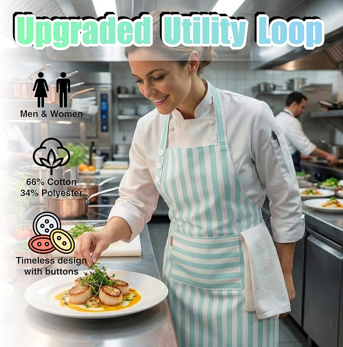 TOSHEX Kitchen Apron Waterdrop Resistant Cotton Apron - Image 2