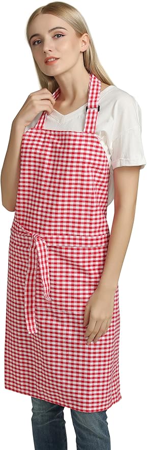 Vintage Gingham Kitchen Aprons Chef Bib Canvas Aprons Christmas Holiday Home - Image 5