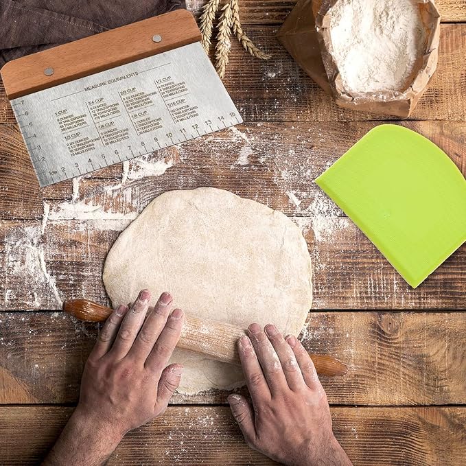 BOORIKA Dough Scraper & Bench Scraper Kitchen – Stainless Steel Sourdough Tools - Image 5
