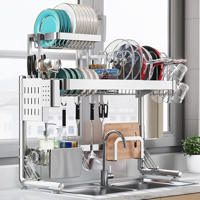 Over Sink Dish Drying Rack, Upgrade 2.5-Tier 304 Stainless Steel Dish Rack by Shrivee