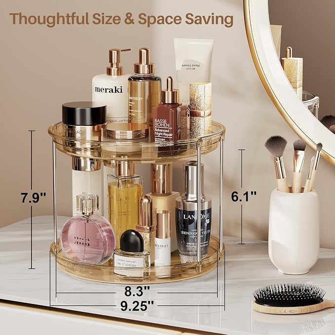 LAMU 2 Tier Lazy Susan Turntable Organizer 9.25'' Rotating Spice Rack - Image 4