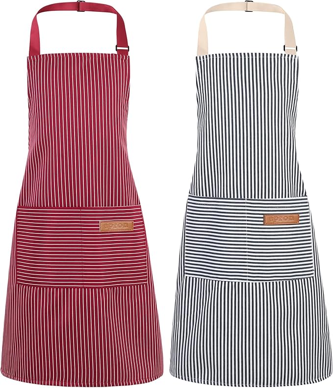 2 Pack Stripes Kids Apron, Kids Cooking Aprons by XLSXEXCL