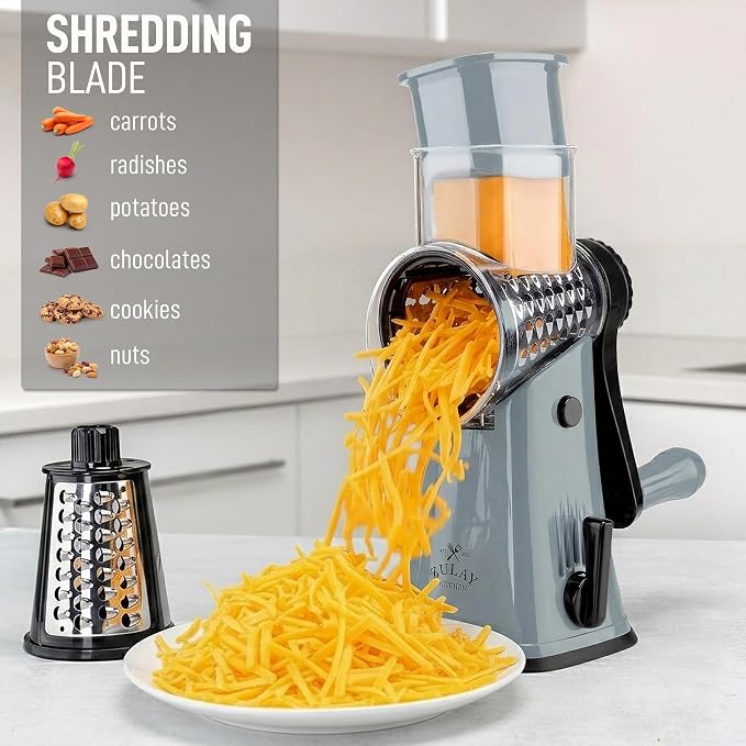 Zulay Kitchen Rotary Cheese Grater 5 Blade Cheese Shredder - Image 3