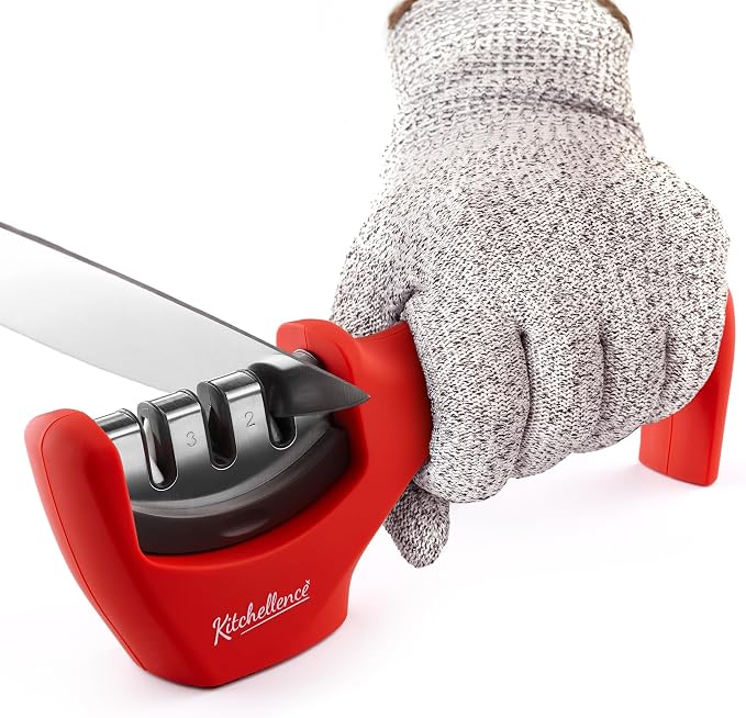 4-in-1 Kitchen Knife Accessories: 3-Stage Knife Sharpener Helps Repair by KITCHELLENCE
