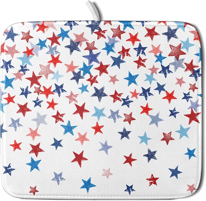 4th of July Dish Drying Mat for Kitchen Counter Patriotic Holiday Microfiber by Unknown