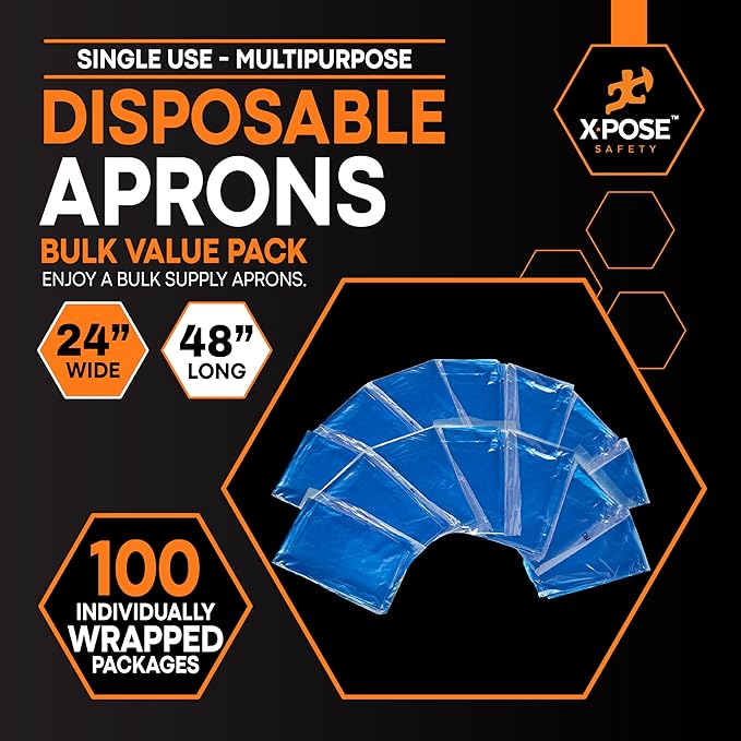 Xpose Safety 100 Blue Plastic Disposable Aprons - Image 3