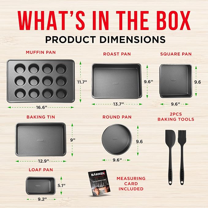 Bakeware Set – 8 Piece – Non-Stick Professional Home Bakeware – Multi Sized - Image 6