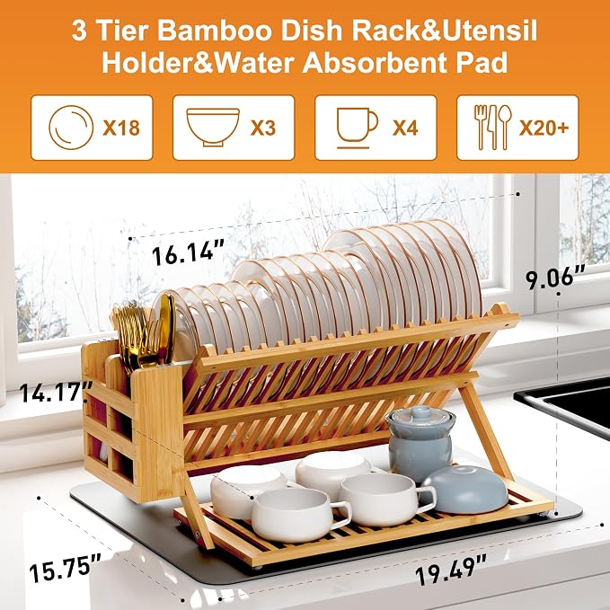 Greenual Bamboo Dish Drying Rack - Image 2