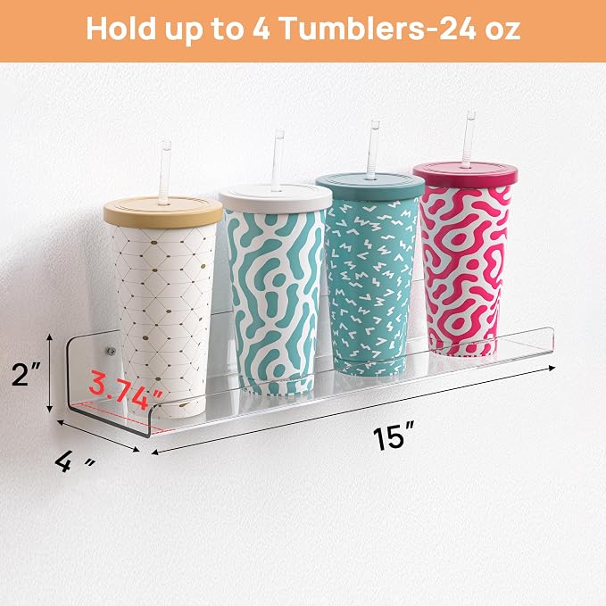 upsimples Acrylic Shelves for Bathroom Storage, Make up, Kids Bookshelf for - Image 3