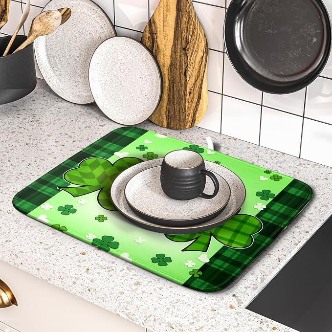 St Patrick's Day Shamrocks Dish Drying Mat 16x18 Inch - Image 5
