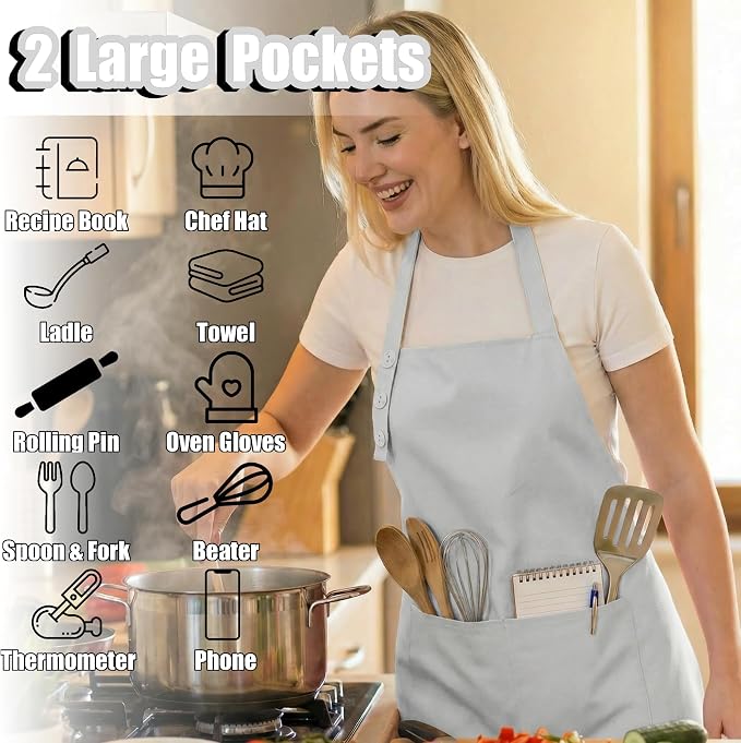 TOSHE Kitchen Apron Waterdrop Resistant Cotton Apron - Image 2