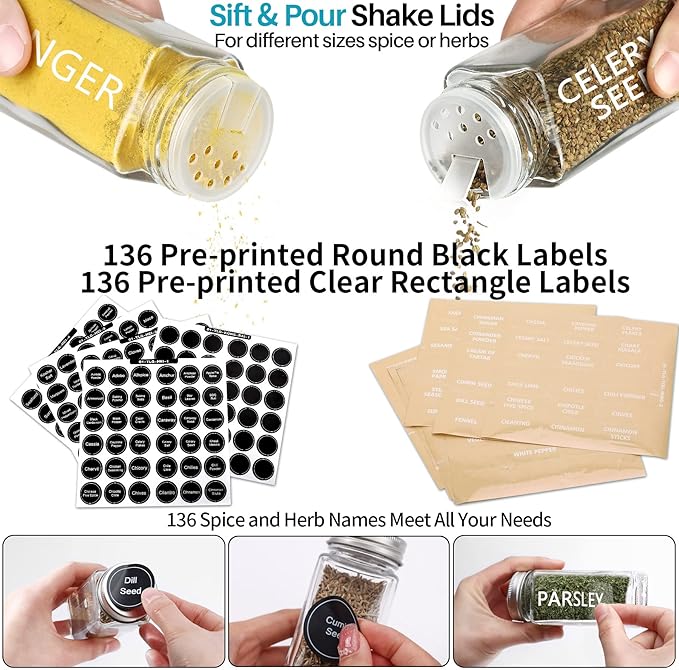 Antimbee 28 Pcs Clear Glass Spice Jars, 3.5 oz Glass spice jar - Image 3