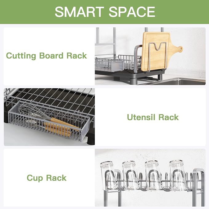 romision 2 Tier Compact Stainless Steel Dish Drainers Drying Rack - Image 8