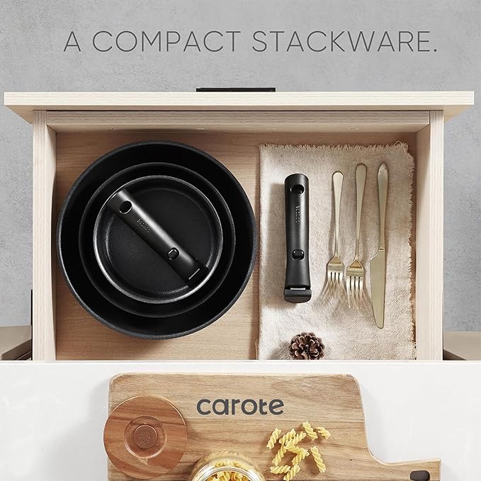 CAROTE 19Pcs Pots and Pans Set Non Stick, Cookware Set Detachable Handle - Image 6