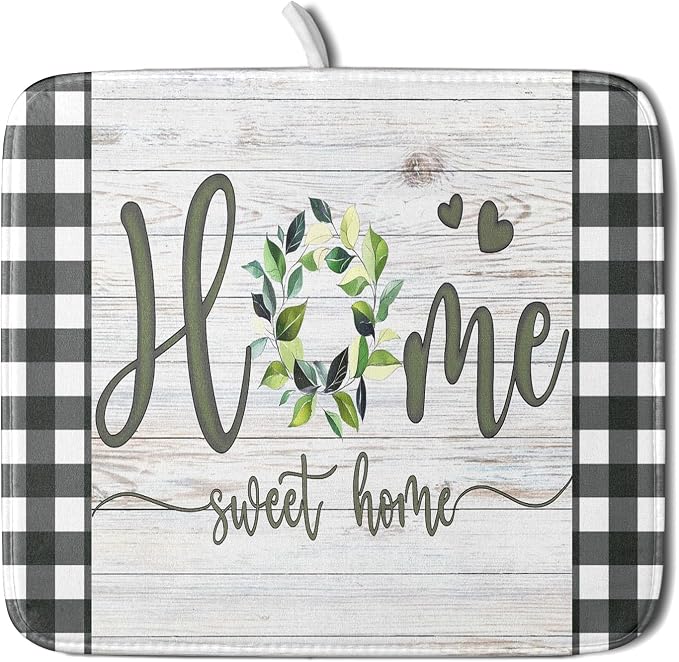 Giwawa Home Sweet Home Dish Drying Mat 16x18 Inch Spring Summer Green Leaf by Giwawa