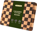 Checkered Cutting Boards for Kitchen, Acacia Wooden Chopping Board by FyctioHome
