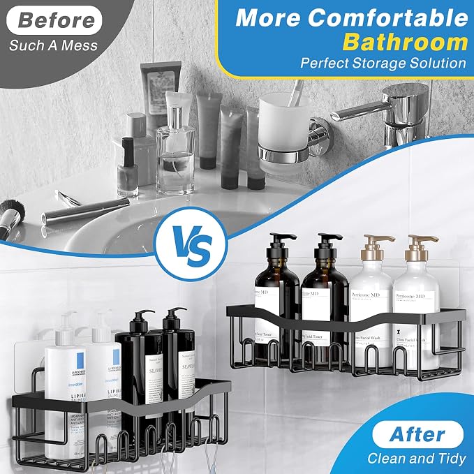 Shower Caddy 2 Pack, Adhesive Shower Organizer - Image 3
