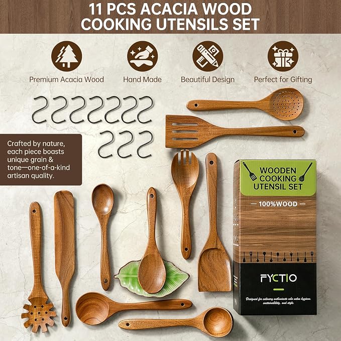 Wooden Utensil Set 11 Pcs - Image 2