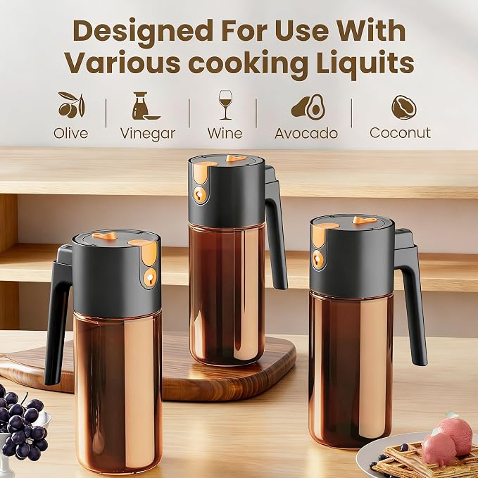 Olive Oil Spray Bottle Dispenser, 2-in-1 Glass Material Kitchen Cooking Oil - Image 8