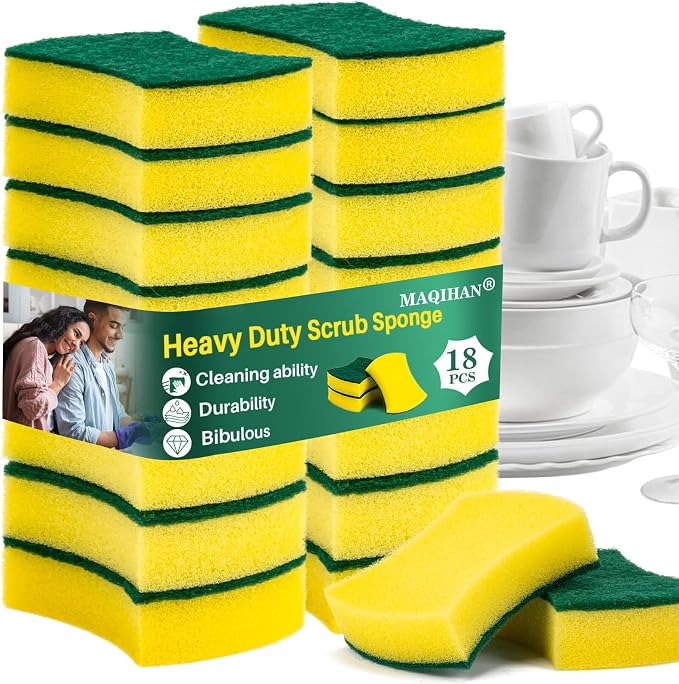 MAQIHAN 18PCS Heavy Duty Scrub Sponge by MaqiIhanCustomOfficial