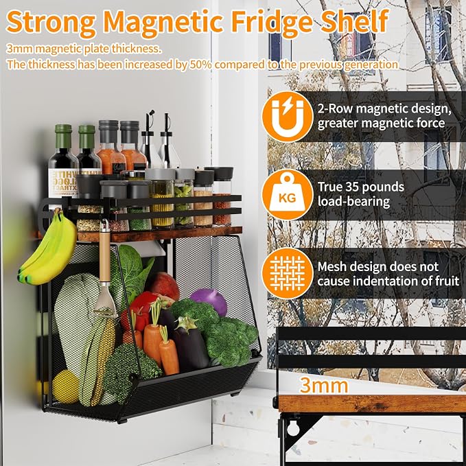 Magnetic Shelf for Fridge with Wood Lid - Image 3