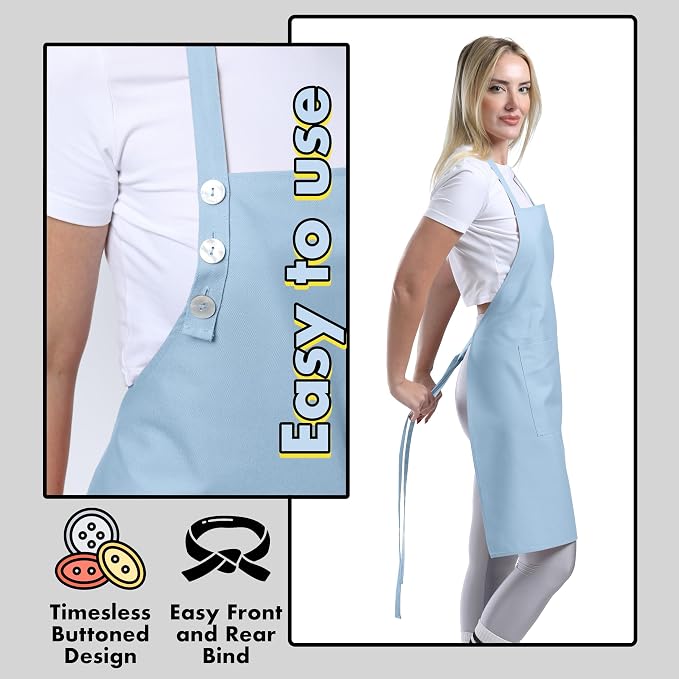 TOSHE Kitchen Apron Waterdrop Resistant Cotton Apron - Image 6