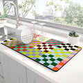 Rnivvi Dish Drying Mat for Kitchen Counter, XL 15 x 24" Cute Checkered by Rnivvi