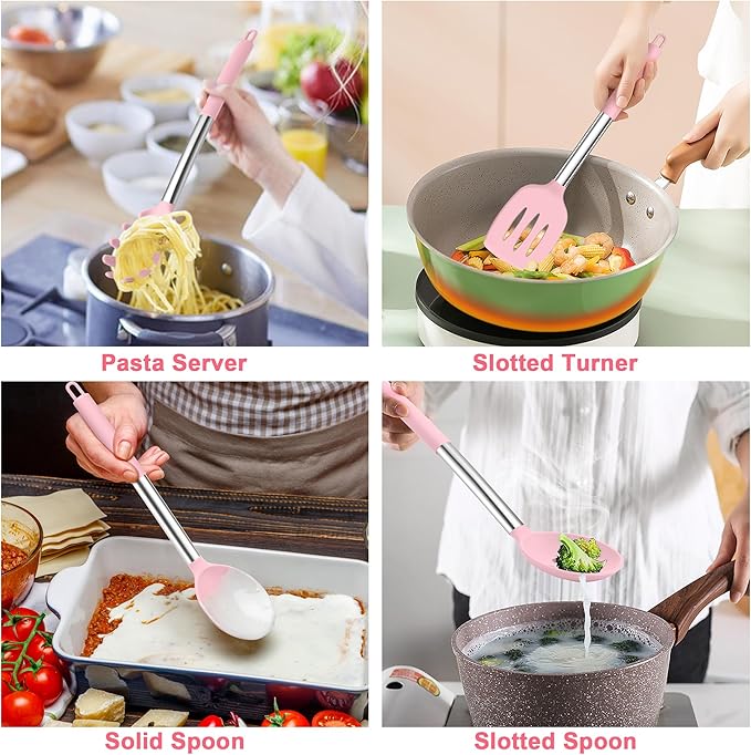 TeamFar Cooking Utensils Set, Heatproof & Healthy, Nonstick & Easy Clean - Image 4