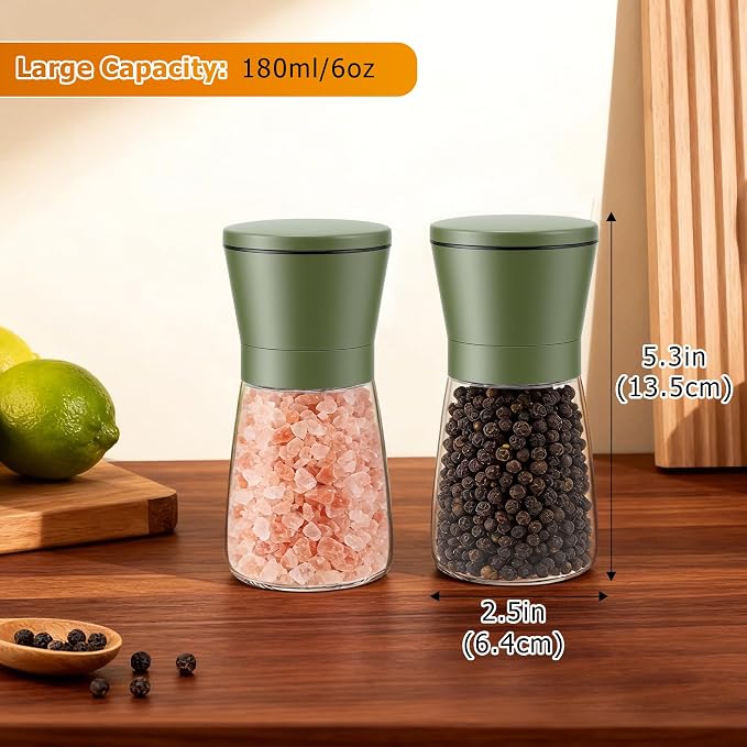 R DRURLCD Sage Green Stainless Steel Sea Salt and Pepper Grinder Set of 2 - Image 2