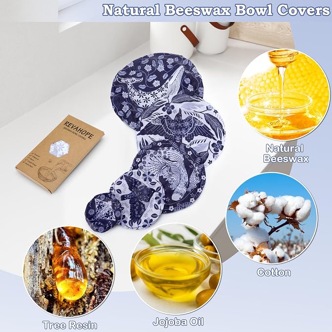 5-Size Reusable Beeswax Bowl Covers - Image 3