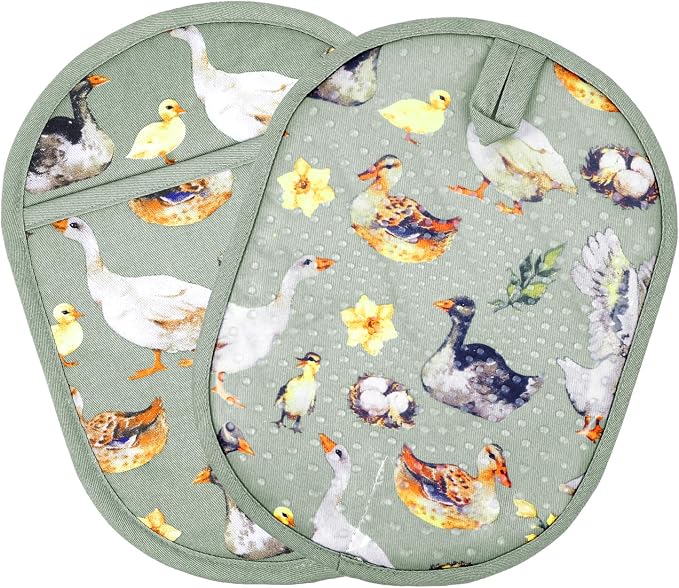 Pot Holders Set of 2 with Transparent Clear Silicone Shell and Nice Duck Flower - Image 8
