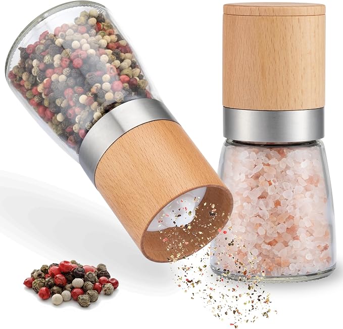 ZOLMER® Wooden Salt and Pepper Grinder Set | Natural Manual Ceramic Mill by Zolmer