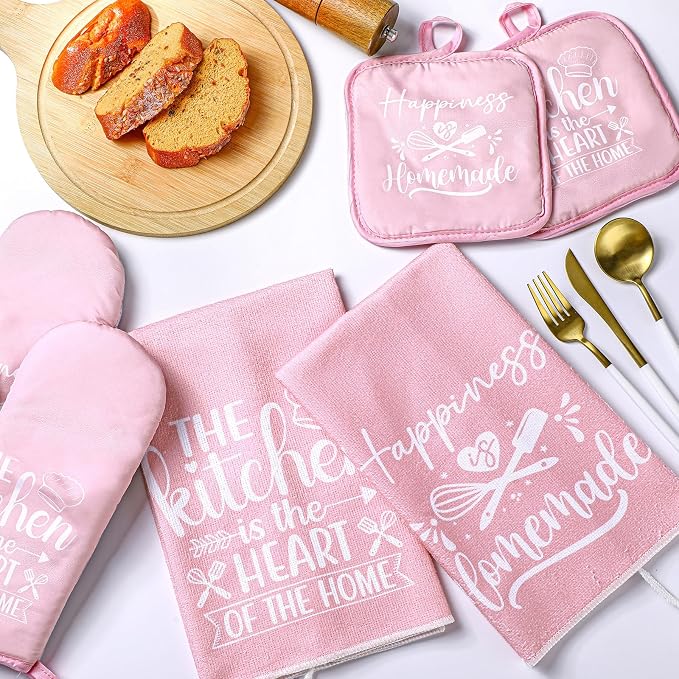 Sratte 6 Pcs Kitchen Decor Accessories Set Farmhouse Towels Pot Holders Oven - Image 2