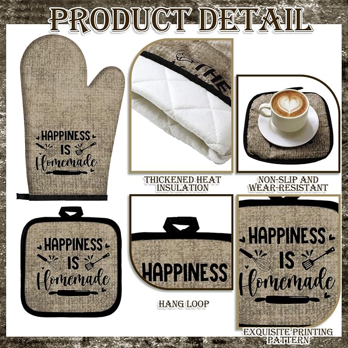 Leinuosen 8 Pcs Kitchen Towels and Oven Mitts Sets Pot Holders Dishcloths Set - Image 6