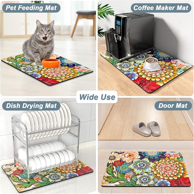 Rnivvi Coffee Mat, Hide Stain Rubber Backed Absorbent Dish Drying Pad - Image 7