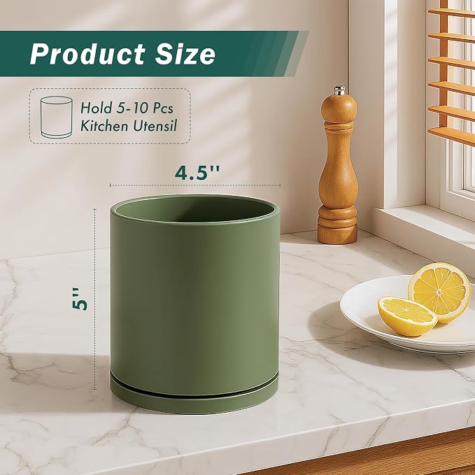 D'vine Dev 360° Rotating Utensil Holder – 5" Kitchen Utensil Crock - Image 2